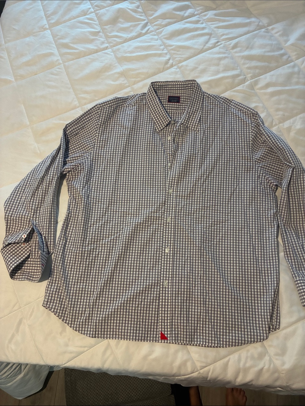 UNTUCKit Men’s Long-Sleeve Gingham Button-Down Shirt - Blue & White Performance